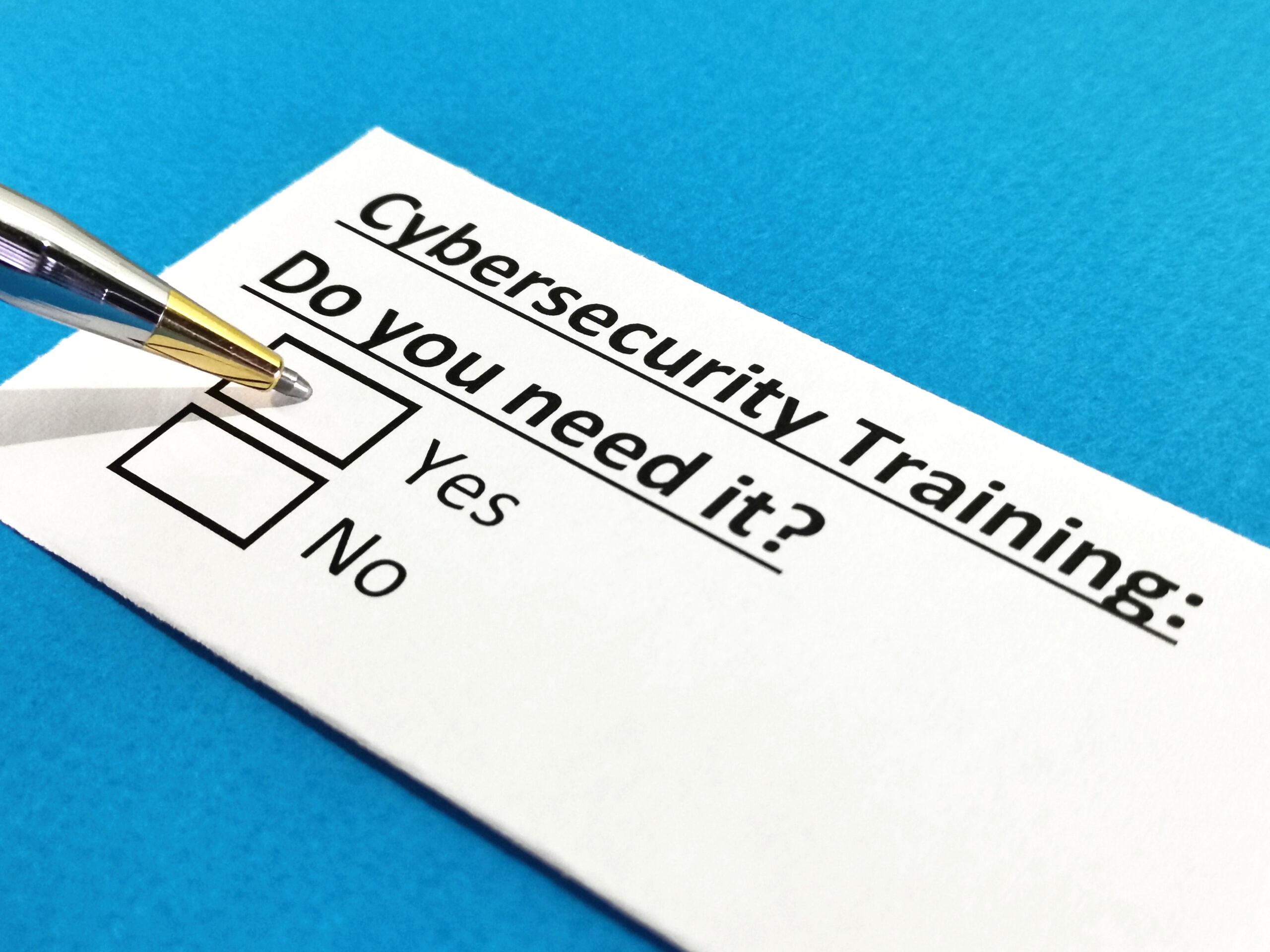 Header image of note asking about cybersecurity training